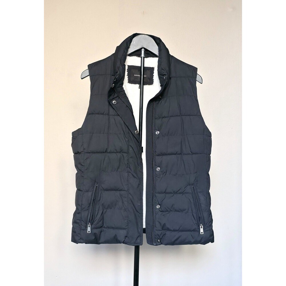 Banana Republic Quilted Fleece Lined Vest Women’s M Black Zip